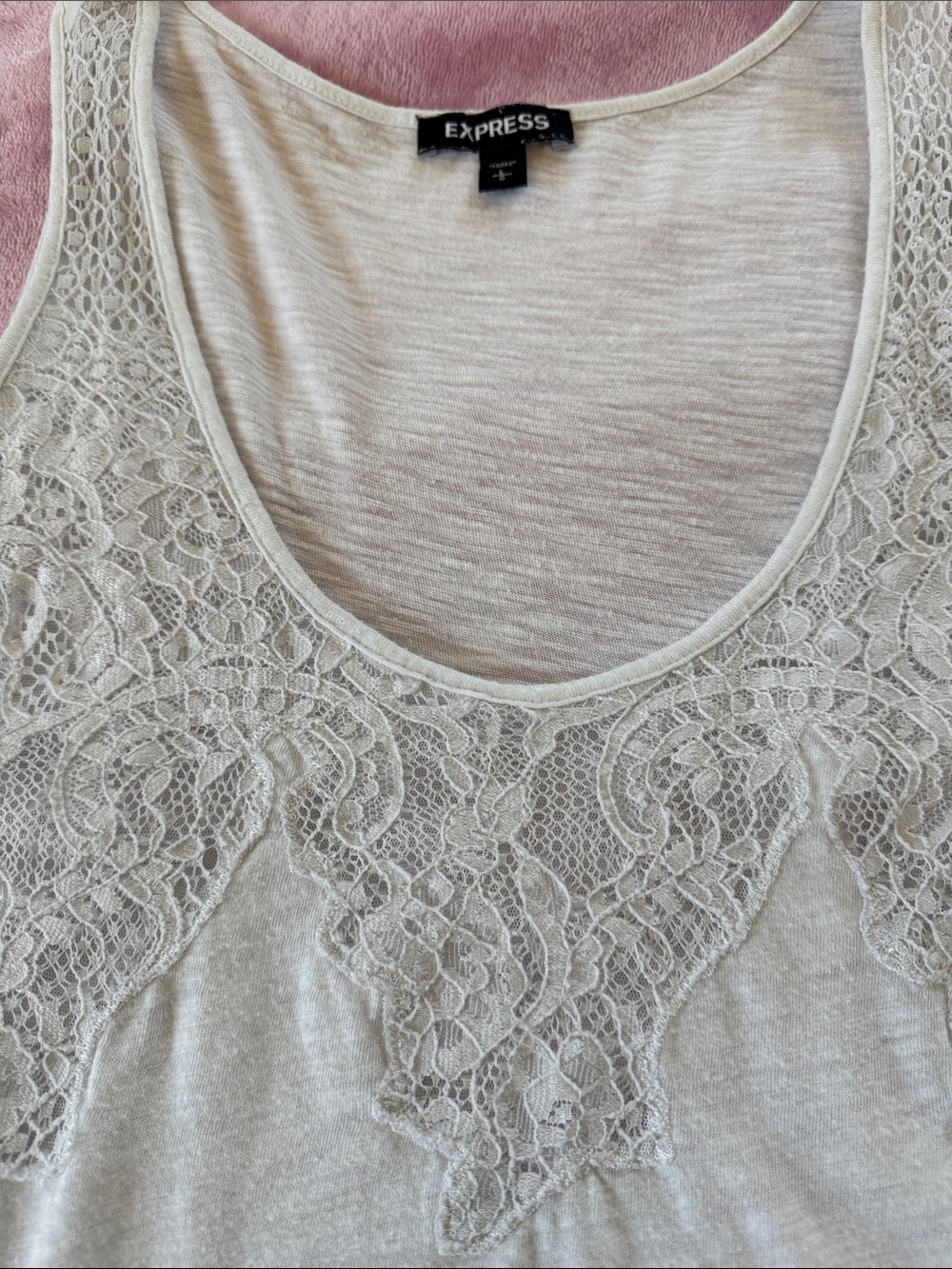 Express White Lace Yoke Tank Top - Picture 6 of 8